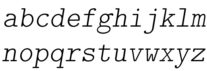 LMMonoLt10-Oblique Font LOWERCASE