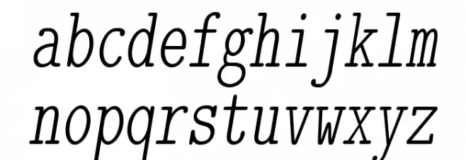 LMMonoLtCond10-Oblique Schriftart Kleinbuchstaben