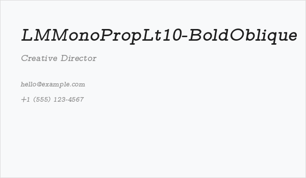 LMMonoPropLt10-BoldOblique Business Card