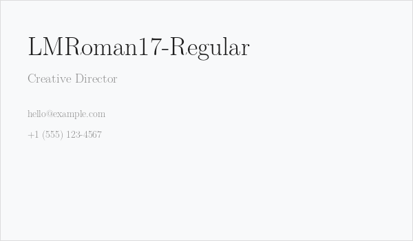 LMRoman17-Regular Business Card