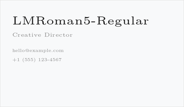 LMRoman5-Regular Business Card
