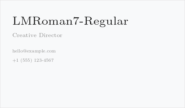 LMRoman7-Regular Business Card