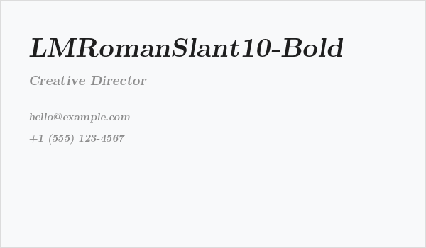 LMRomanSlant10-Bold Business Card