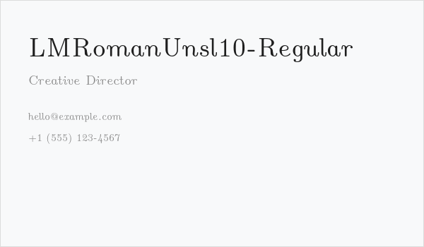 LMRomanUnsl10-Regular Business Card