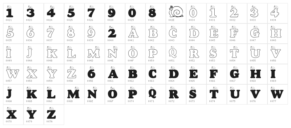 LMS A Snail's Pace Character Map