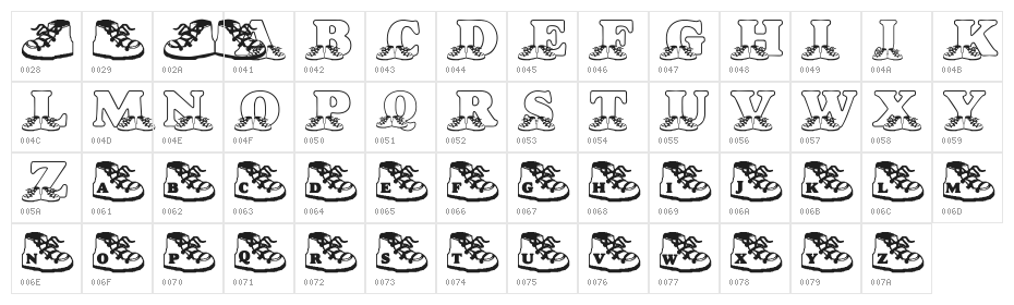 LMS Baby Hayden's Shoes Character Map