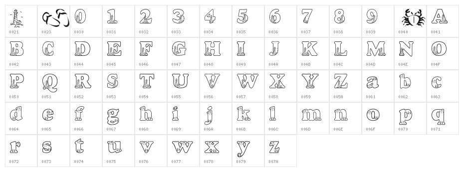 LMS Beach Scrawl Character Map