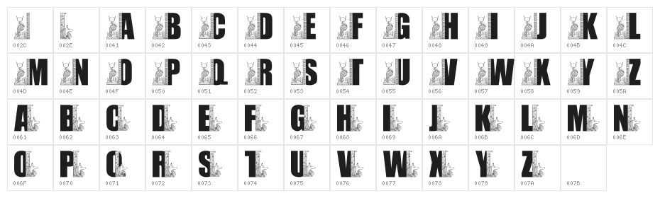 LMS Egyptian Bookends Character Map
