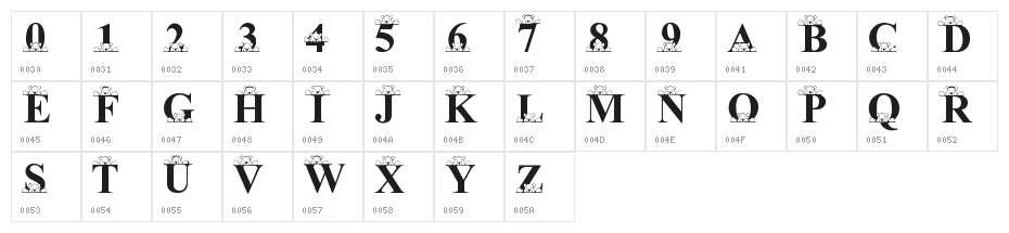 LMS Peek-A-Pooh Character Map