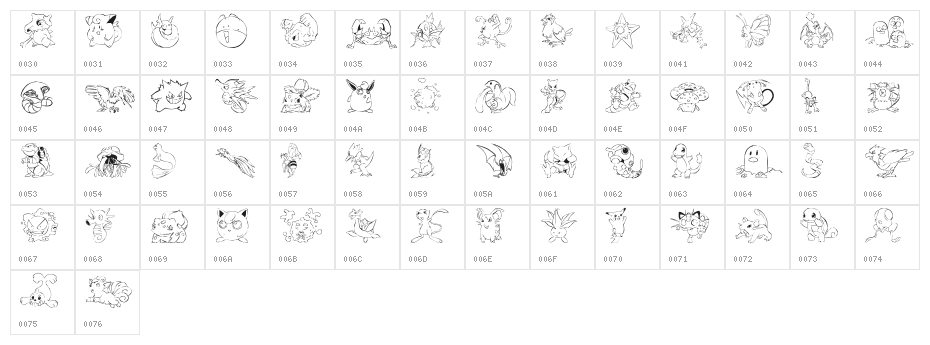 LMS Poke'mon Master DingBat Character Map