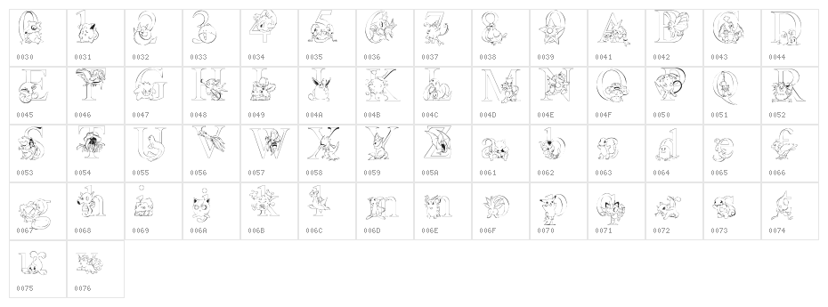 LMS Poke'mon Master Outline Character Map
