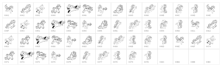 LMS Pretty Pony Ding Regulaar Character Map