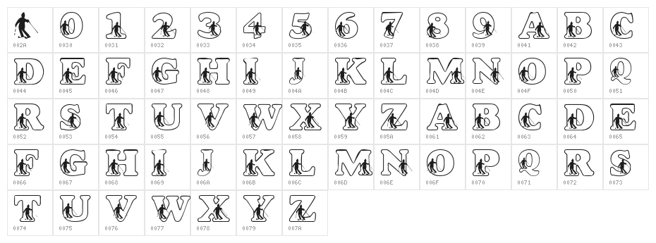 LMS Slalom Script Character Map