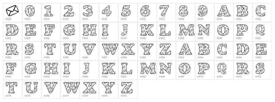 LMS Snail Mail Character Map