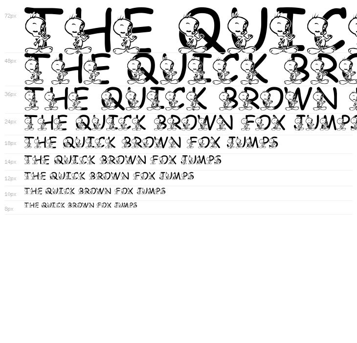 LMS Tweety Font Waterfall