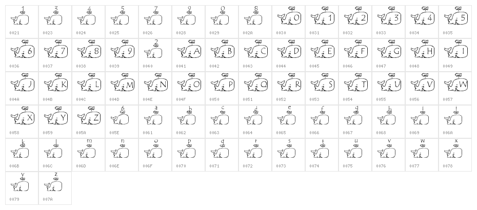 LMS Whale Of A Font Character Map