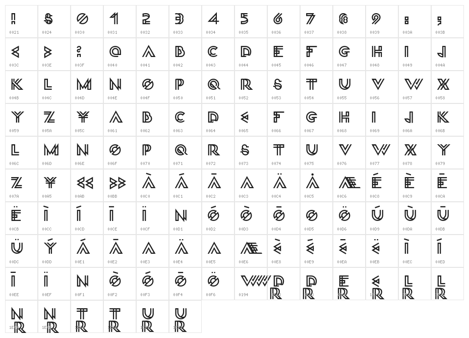 Lment-v02 Character Map