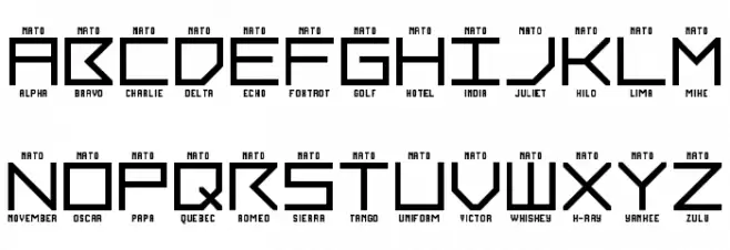 LNR Phonetic Alphabet Regular Font Litere mari