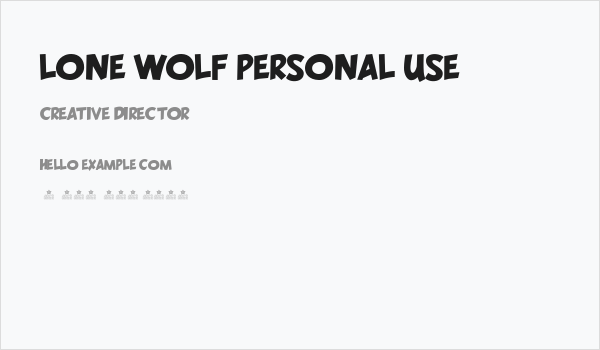 LONE WOLF PERSONAL USE Business Card