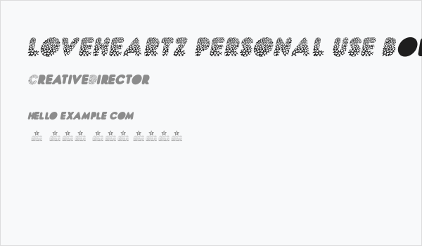 LOVEHEARTZ PERSONAL USE Bold Italic Business Card