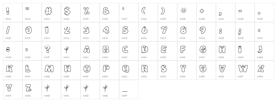 LoKinderSchrift Hell Character Map