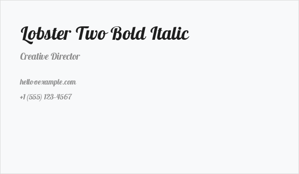 Lobster Two Bold Italic Business Card