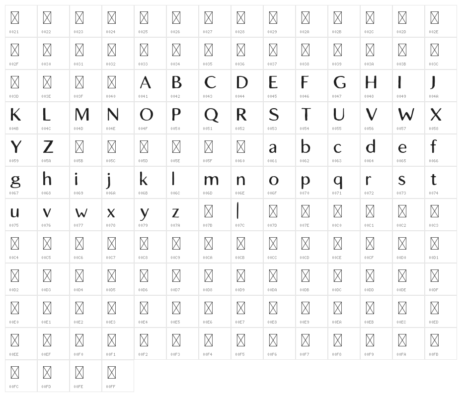 LofiCottageFree-Regular Character Map