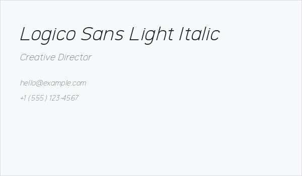 Logico Sans Light Italic Business Card
