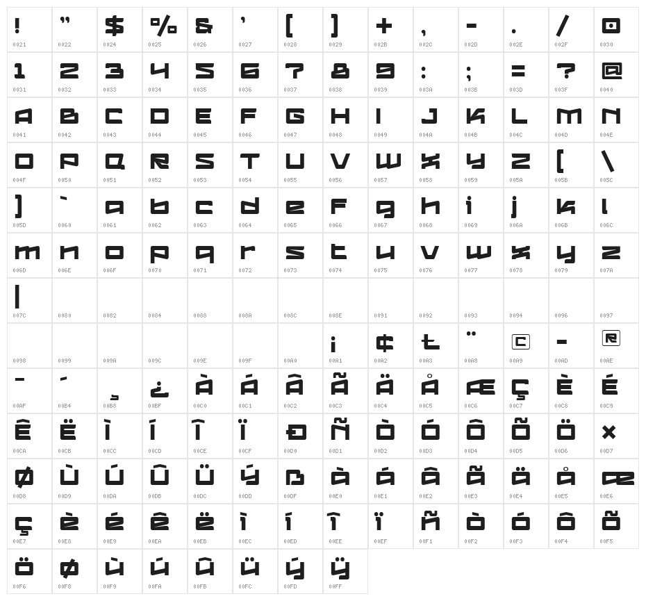 Logofontik 4F Character Map