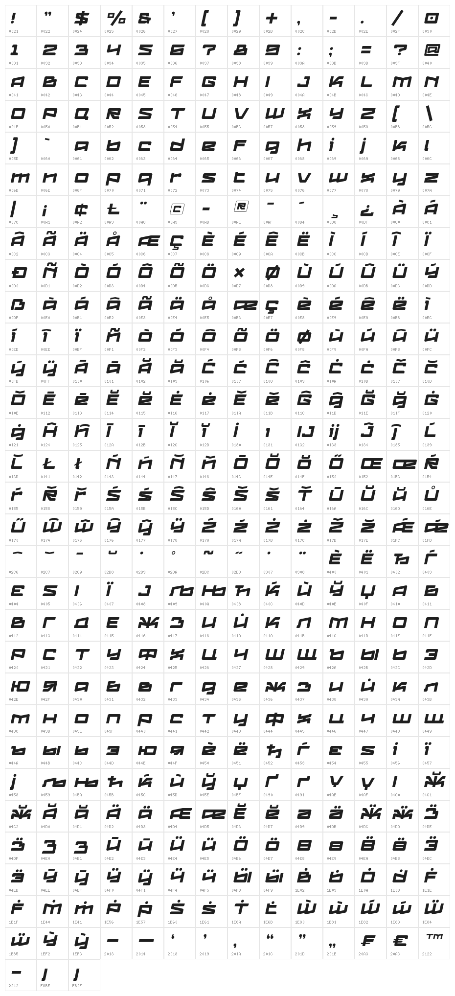 Logofontik4F-Italic Character Map