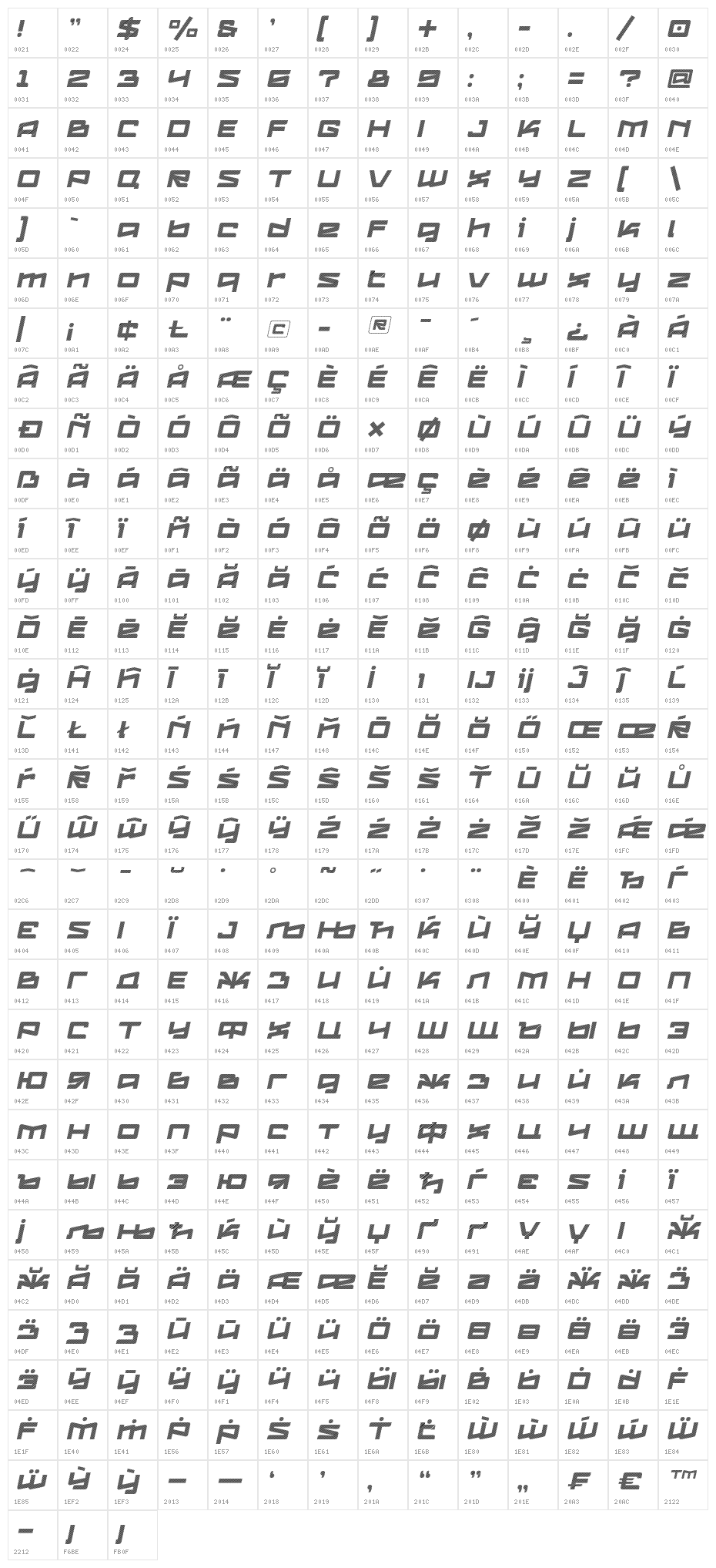 LogofontikStripes4F-Italic Character Map