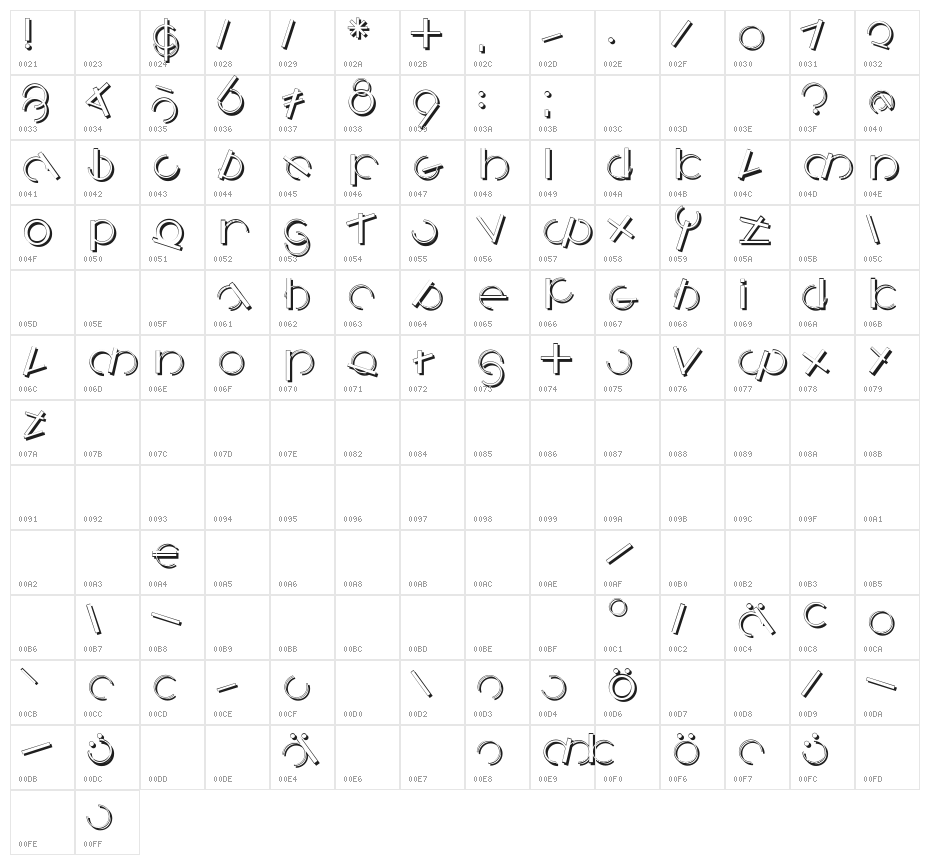 LogomatiqueShadow Character Map