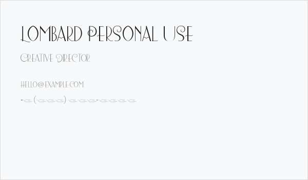 Lombard Personal Use Business Card