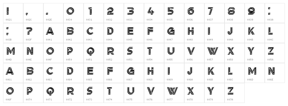 London Regular Character Map