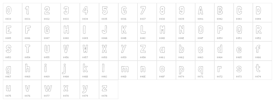 Londrina Outline Regular Character Map