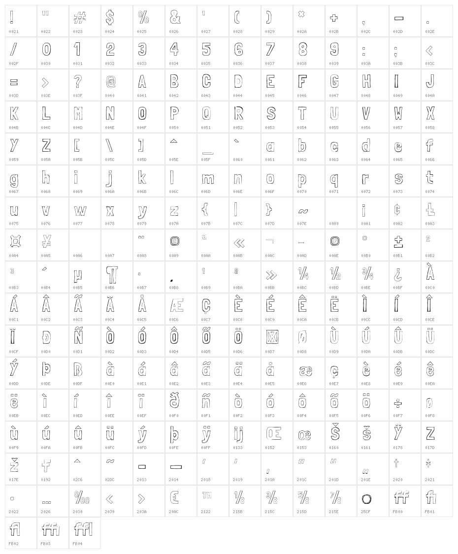 LondrinaSketche-Regular Character Map