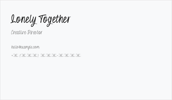 Lonely Together Business Card