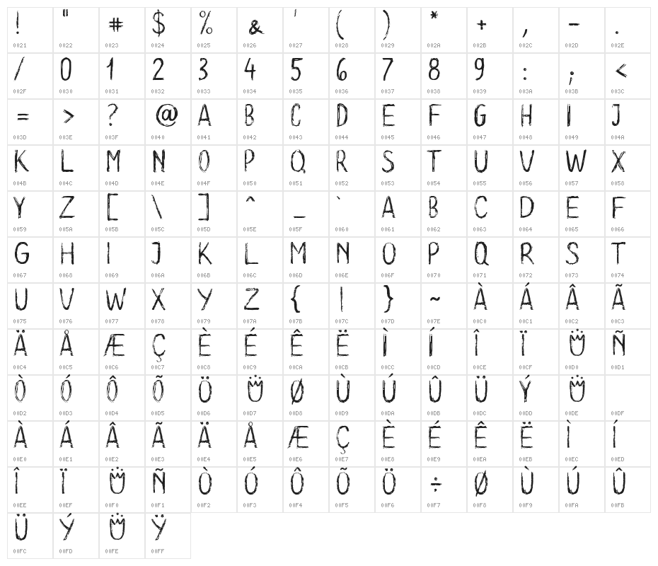 Long Clam Full Version Character Map