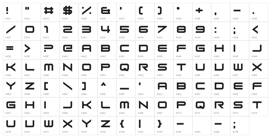 Long Fox Character Map