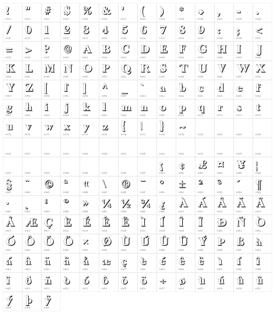 Long Island Shadow Character Map