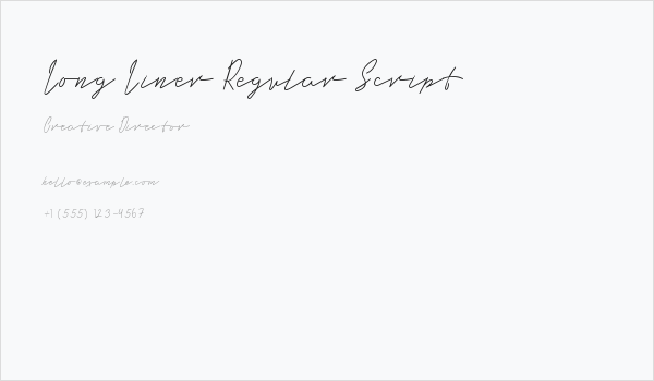 Long Liner Regular Script Business Card