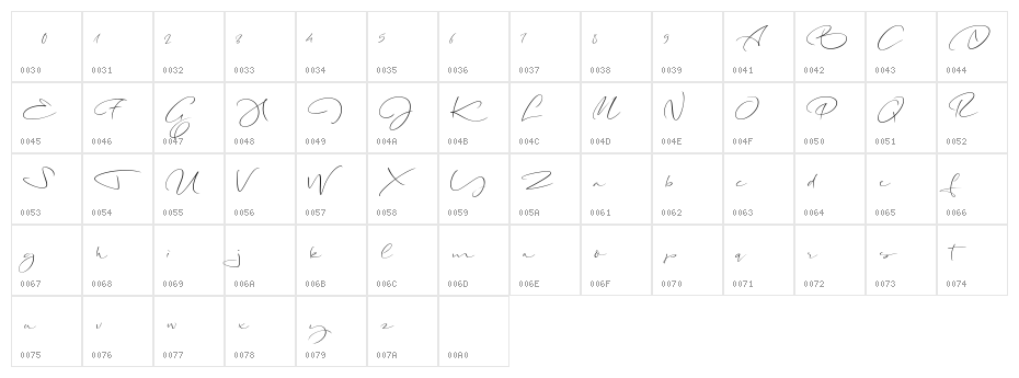 Long Night Demo Regular Character Map