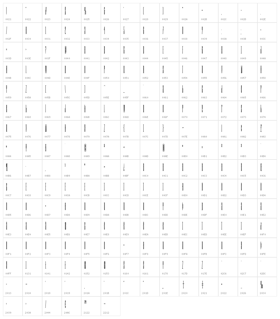 Long Rider Character Map