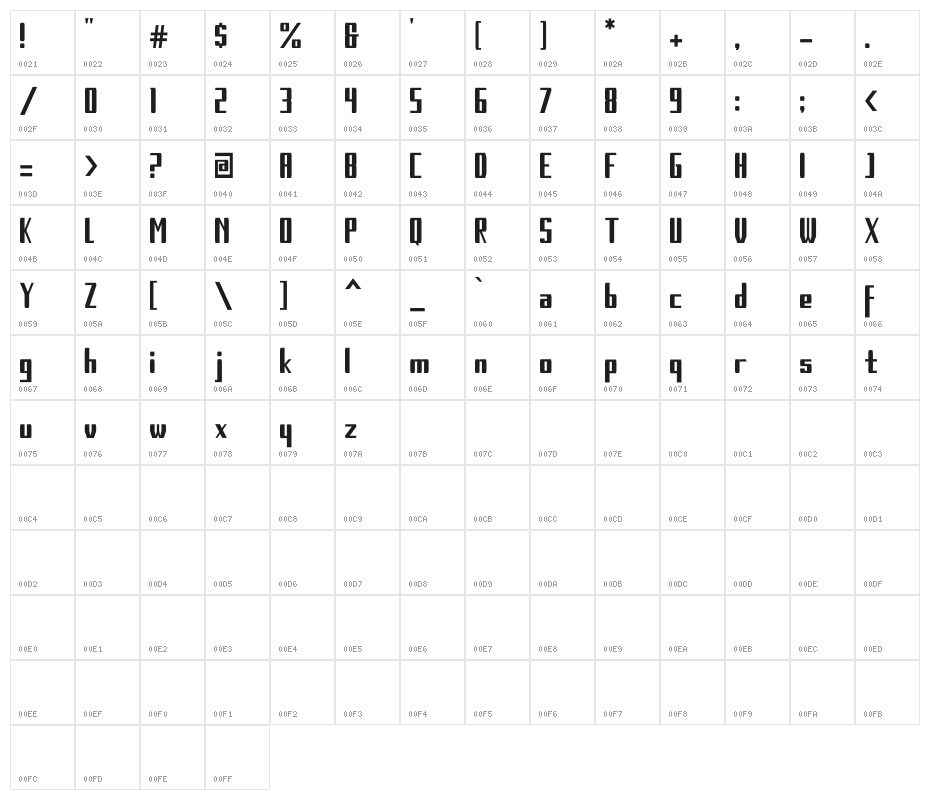 Long_Road demo Character Map