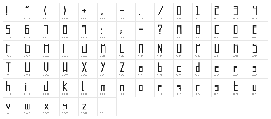 Longatta_bold Regular Character Map
