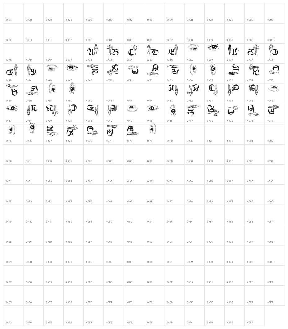 LookBrokenTypes Character Map