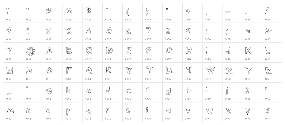 Lookin' Like Diamonds Regular Character Map