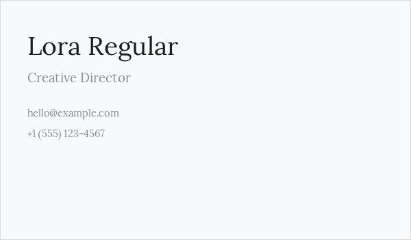 Lora Regular Business Card