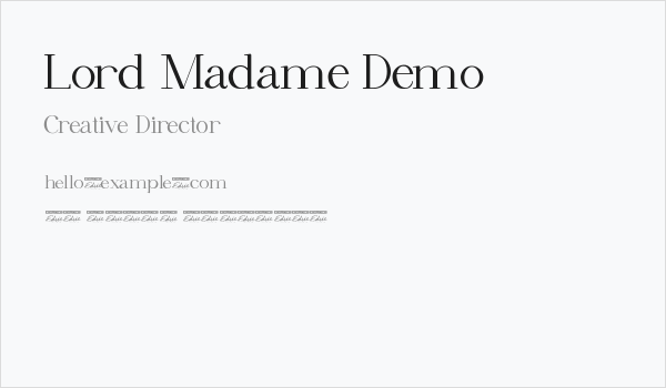 Lord Madame Demo Business Card