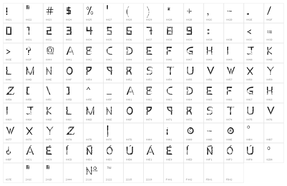 Lord ZeDD 3 Bold Character Map